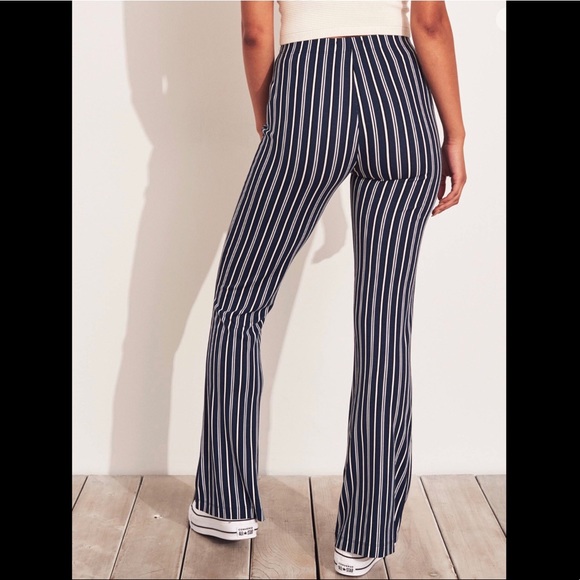 Hollister Navy Blue Stripe Flare Pants - Picture 4 of 7